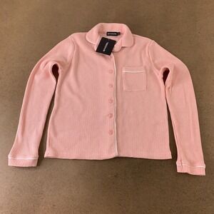 Pretty Little Thing Women's Size 0 Pink Soft Waffle Knit Long Sleeve Pajama Top